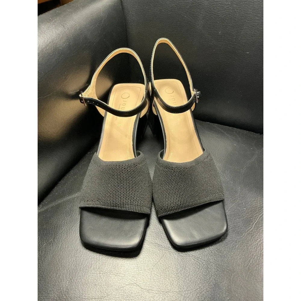 Journee Collection Evylinn Sandals Womens 9 Black Block‎ Heel Square Toe
